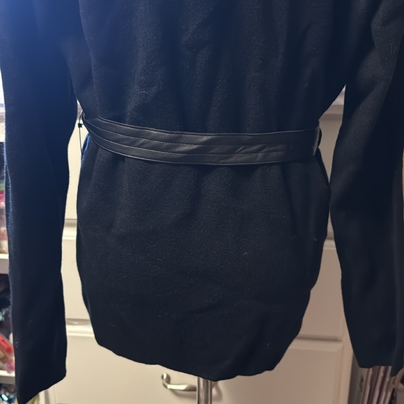 Sioni Black Sweater Blazer with Faux Leather Trim, new - Picture 6 of 10